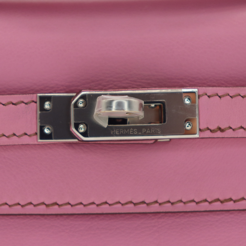 Hermès Kelly Pochette Bubblegum Swift Leather Palladium Hardware