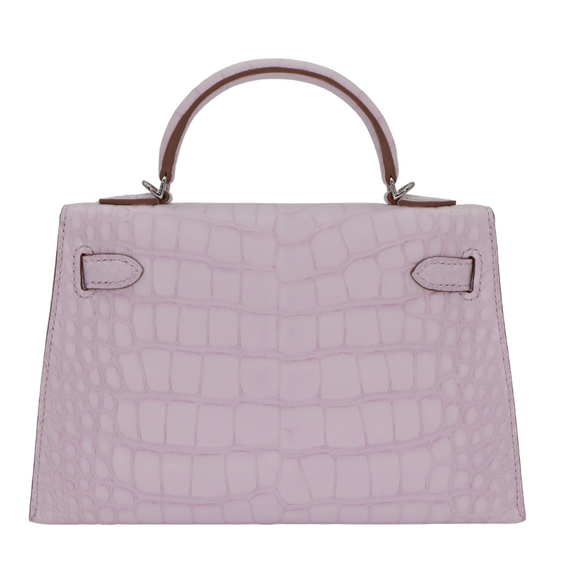 Hermès Kelly II Sellier Mini Mauve Pale Matte Alligator Palladium Hardware