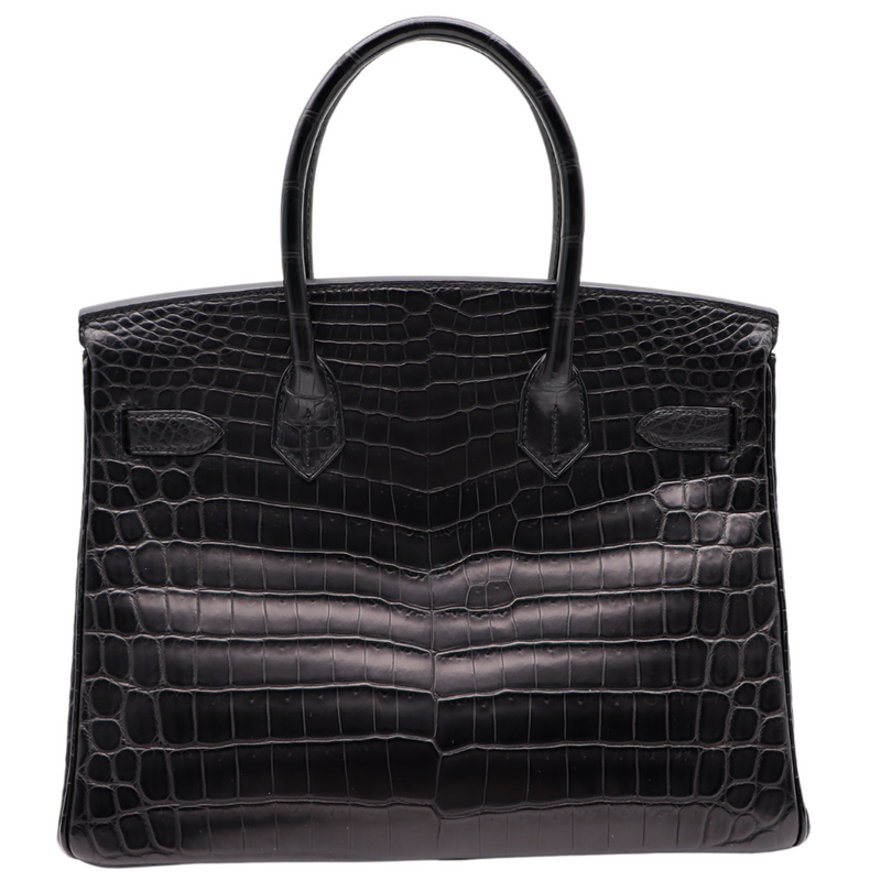 Hermès 30cm Birkin Black Matte Niloticus Crocodile Gold Hardware
