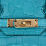 Hermès 30cm Birkin Bleu Paon Matte Alligator Gold Hardware