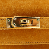 Hermès Kelly Pochette Doblis Jaune Suede Leather Gold Hardware