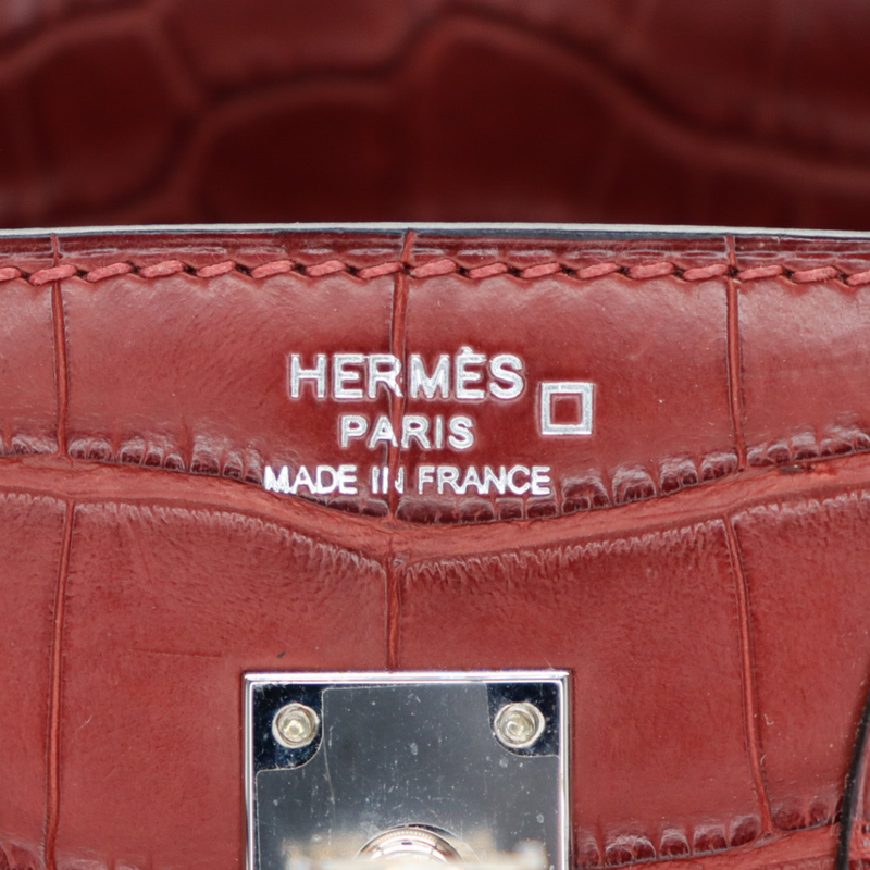 Hermès 25cm Birkin Bordeaux Matte Alligator Palladium Hardware