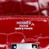 Hermès 30cm Birkin Braise Shiny Porosus Crocodile Palladium Hardware