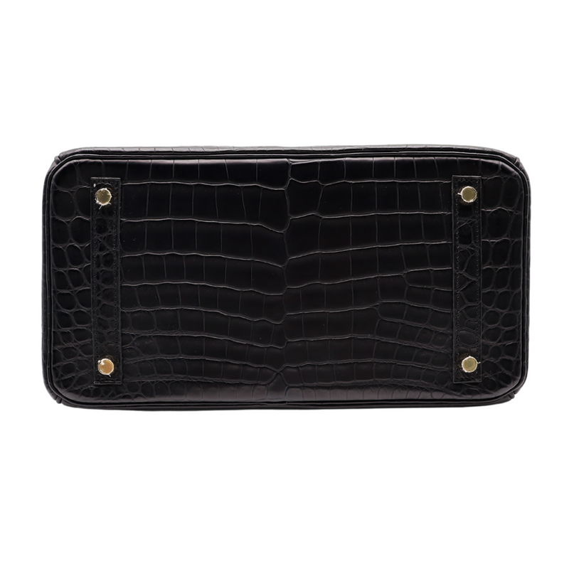 Hermès 30cm Birkin Black Matte Niloticus Crocodile Gold Hardware