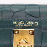 Herm�s Kelly Mini II Vert Cypres Matte Alligator Gold Hardware