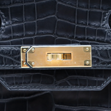 Hermès 30cm Birkin Black Matte Niloticus Crocodile Gold Hardware