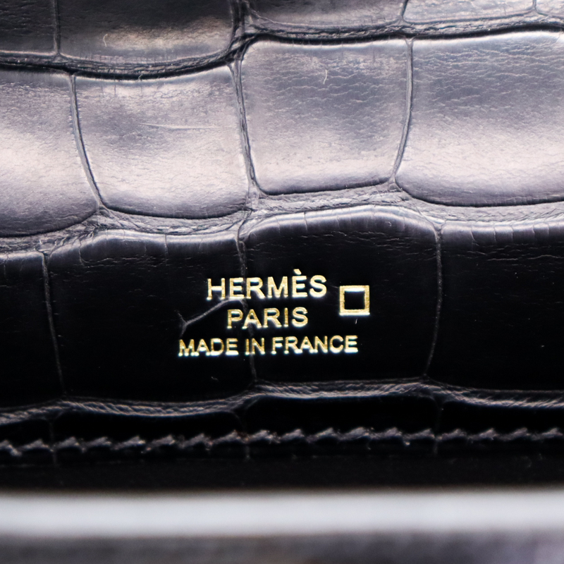 Hermès Kelly Pochette Black Matte Alligator Gold Hardware