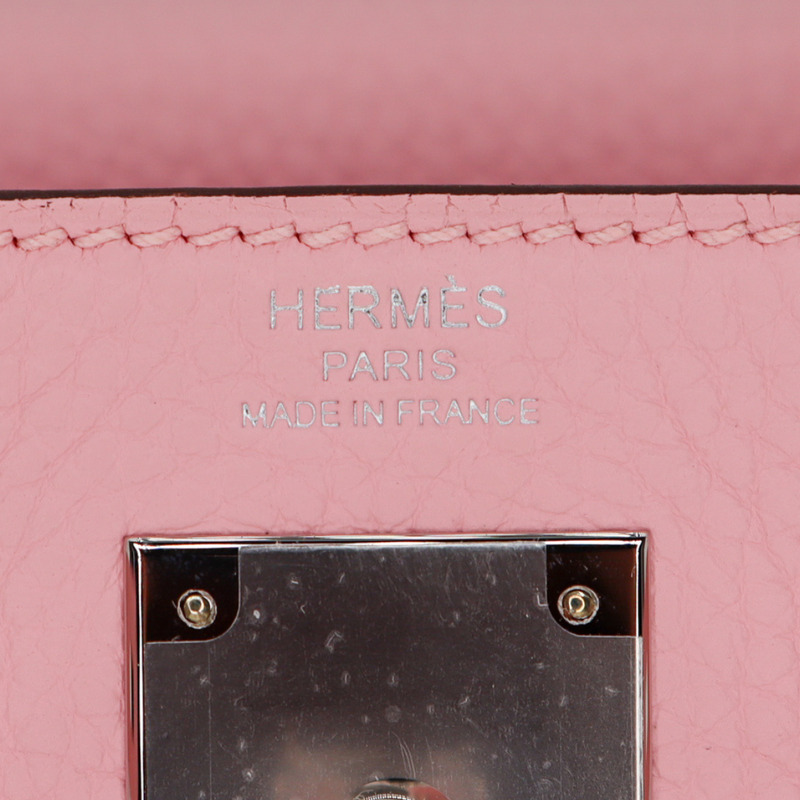 Hermès 28cm Kelly Retourne Rose Sakura Clemence Leather Palladium Hardware