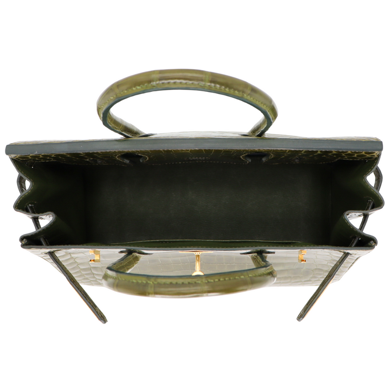 Hermès 30cm Birkin Vert Olive Shiny Niloticus Crocodile Gold Hardware