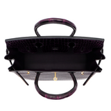 Hermès 30cm Birkin Amethyst Shiny Porosus Crocodile Gold Hardware