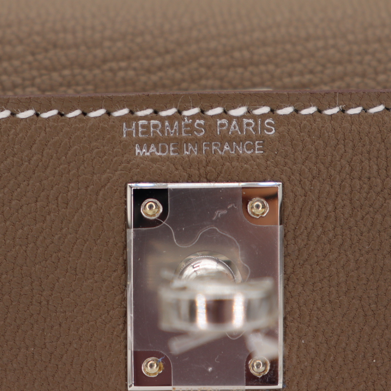 Hermès Mini Kelly II HSS Etoupe/White Chèvre Palladium Hardware