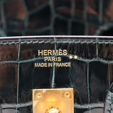 Hermès 25cm Birkin Vert Cypress Shiny Niloticus Crocodile Gold Hardware