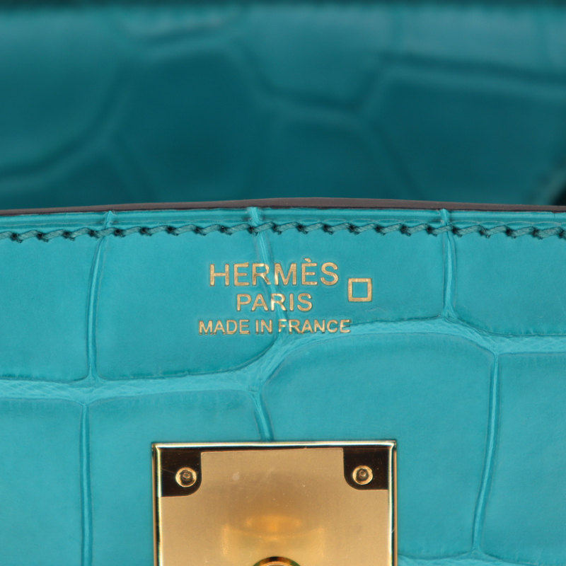 Hermès 30cm Birkin Bleu Paon Matte Alligator Gold Hardware