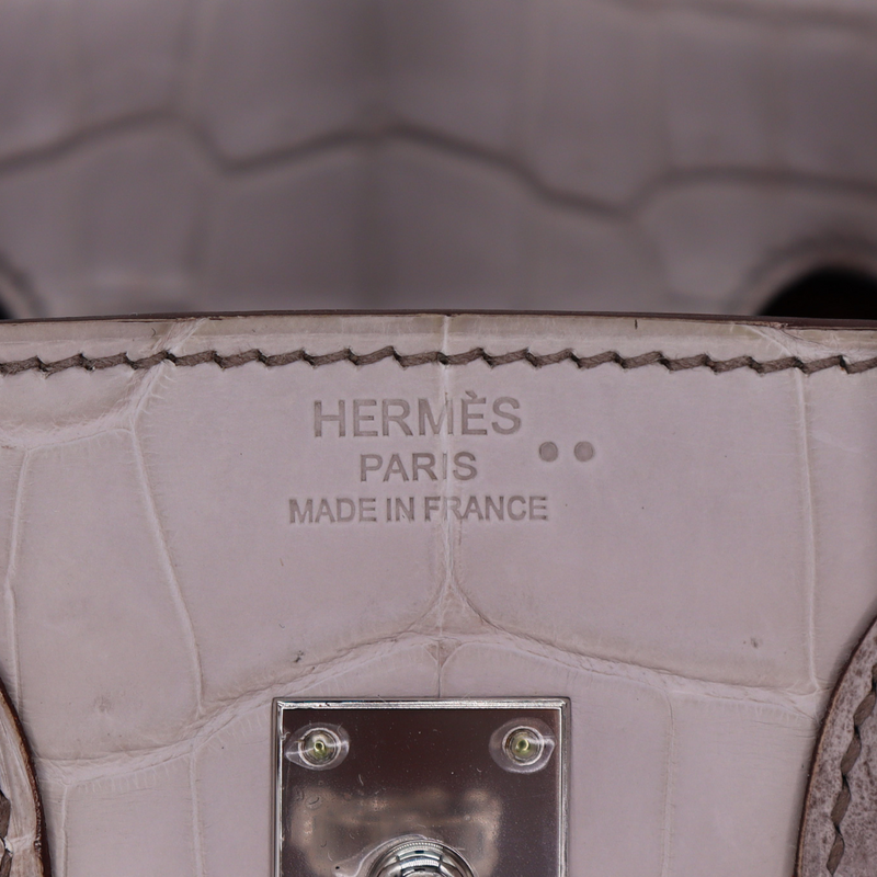 Hermès 25cm Birkin Gris Cendre Matte Niloticus Crocodile Palladium Hardware