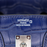Hermès 25cm Birkin Bleu Saphir Matte Alligator Palladium Hardware
