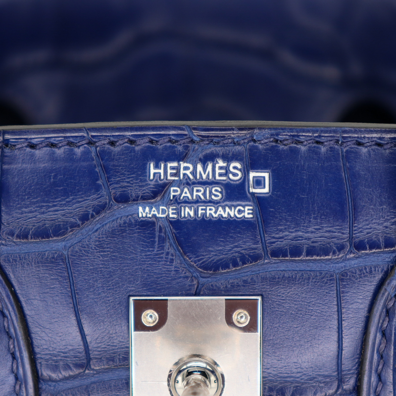 Hermès 25cm Birkin Bleu Saphir Matte Alligator Palladium Hardware