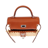 Hermès Kelly Picnic Mini Fauve Barenia Leather/Osier Wicker Palladium Hardware