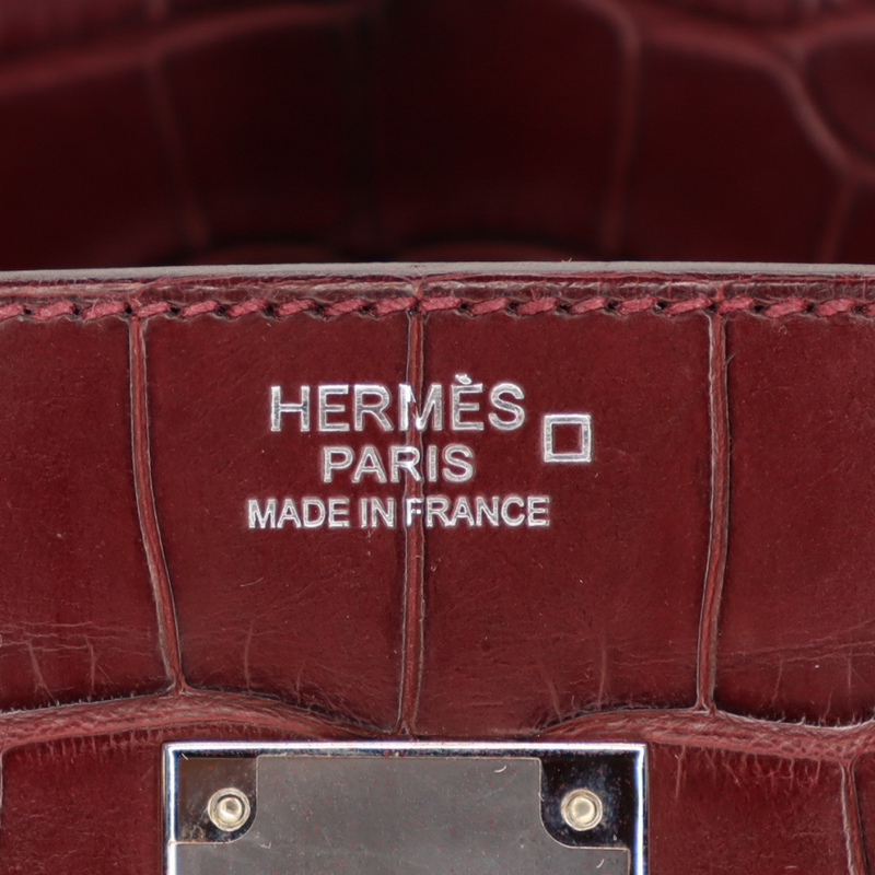 Hermès 30cm Birkin Bordeaux Matte Alligator Palladium Hardware