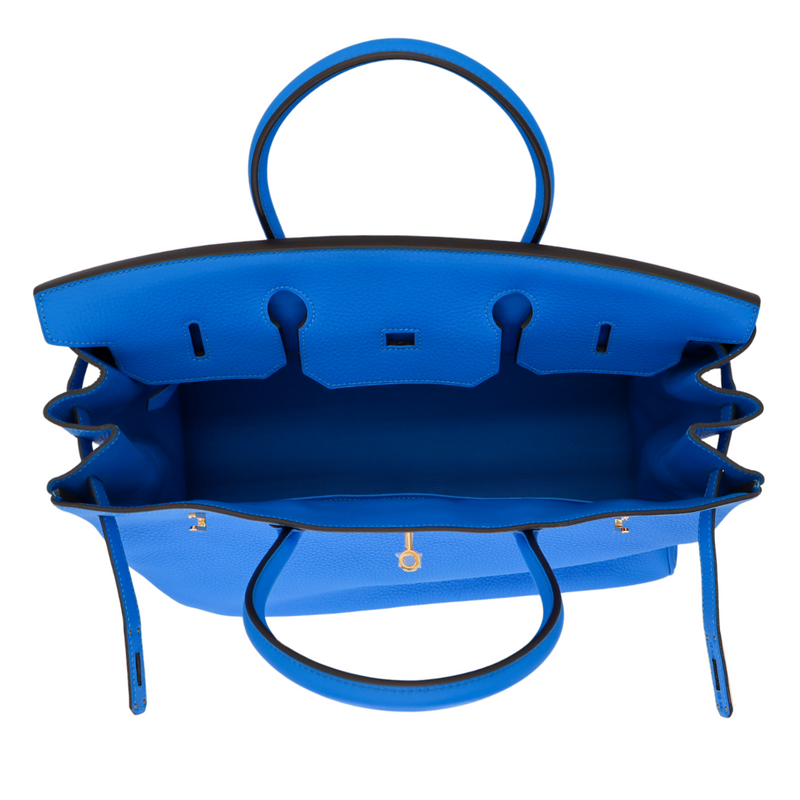 Hermès 40cm Birkin Bleu Hydra Clemence Leather Gold Hardware