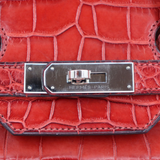 Hermès 35cm Birkin Rouge H Matte Alligator Palladium Hardware