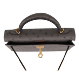 Hermès Kelly II Sellier Mini Gris Meyer Ostrich Gold Hardware