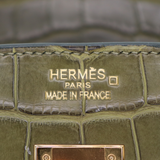 Hermès 35cm Birkin Olive Matte Alligator Gold Hardware