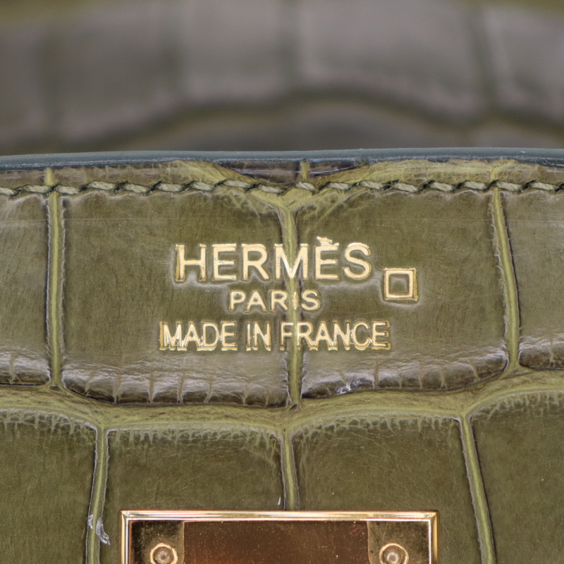 Hermès 35cm Birkin Olive Matte Alligator Gold Hardware