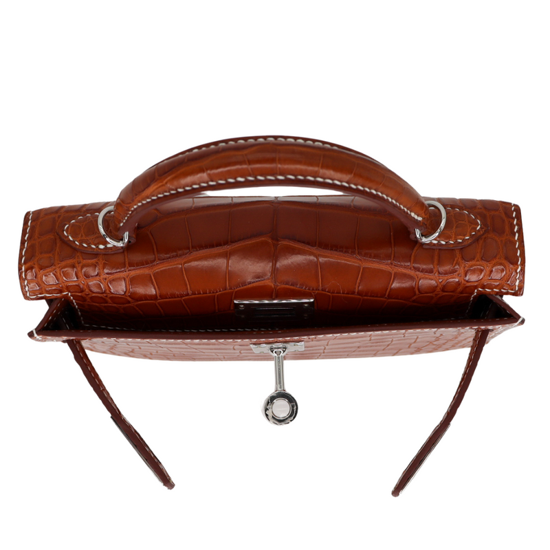 Hermès Kelly II Sellier Mini Barenia Matte Alligator Palladium Hardware