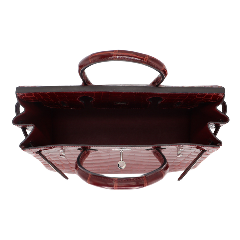 Hermès 30cm Birkin Bordeaux Shiny Niloticus Crocodile Palladium Hardware