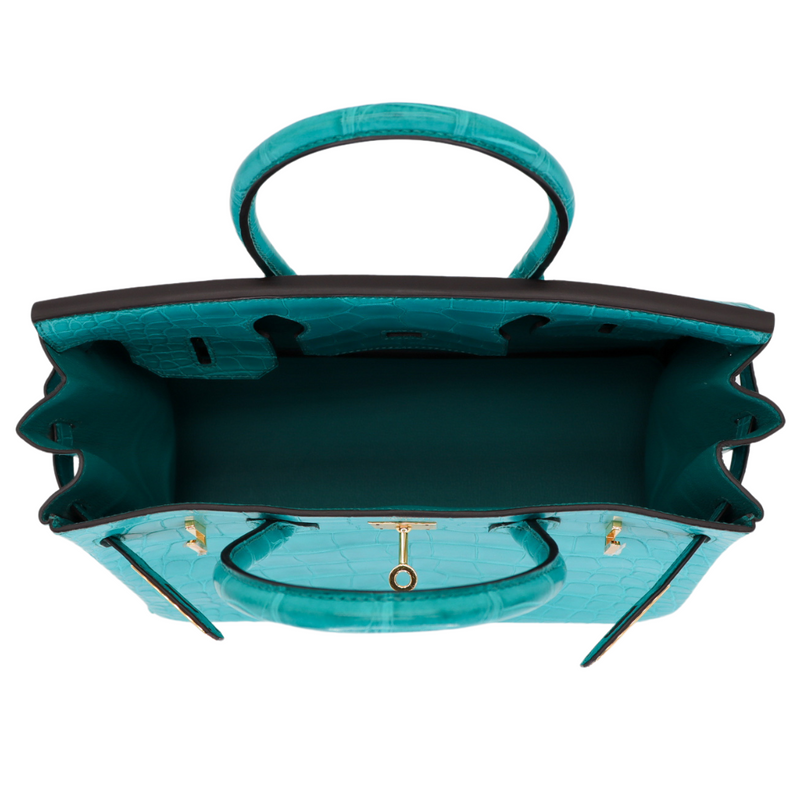 Hermès 30cm Birkin Bleu Paon Matte Alligator Gold Hardware