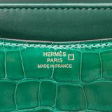 Hermès 18cm Constance Vert Emeraude Shiny Alligator Gold Hardware