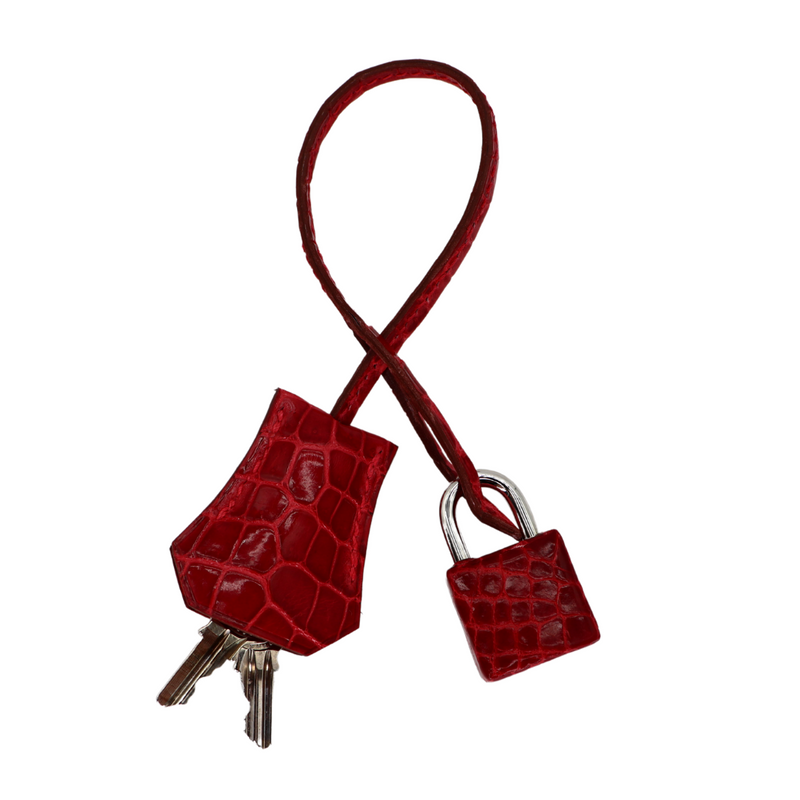 Hermès 30cm Birkin Braise Shiny Porosus Crocodile Palladium Hardware