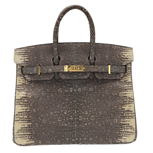 Hermès 25cm Birkin Ombre Lizard Gold Hardware