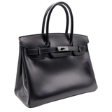 Hermès 30cm Birkin So Black Box Calf Leather Ruthenium Hardware