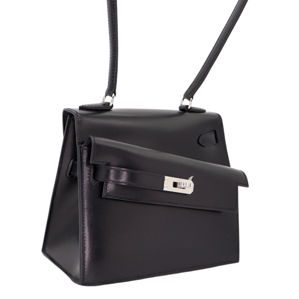 Hermès Kelly en Desordre Black Box Calf Leather Palladium Hardware