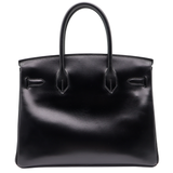 Hermès 30cm Birkin So Black Box Calf Leather Ruthenium Hardware