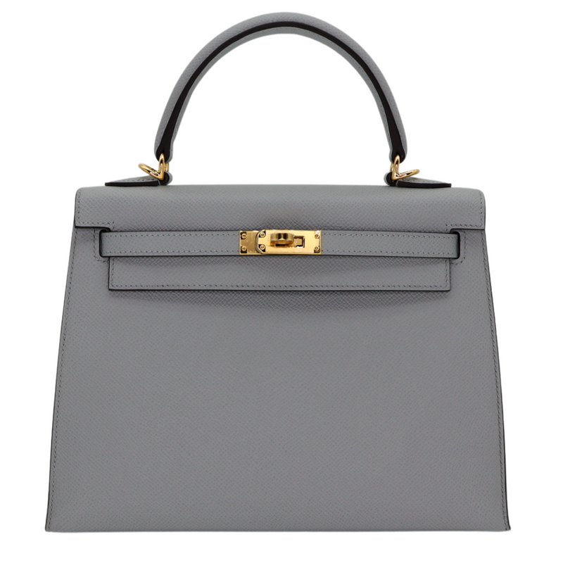 Hermès 25cm Kelly Sellier Bleu Glacier Epsom Leather Gold Hardware