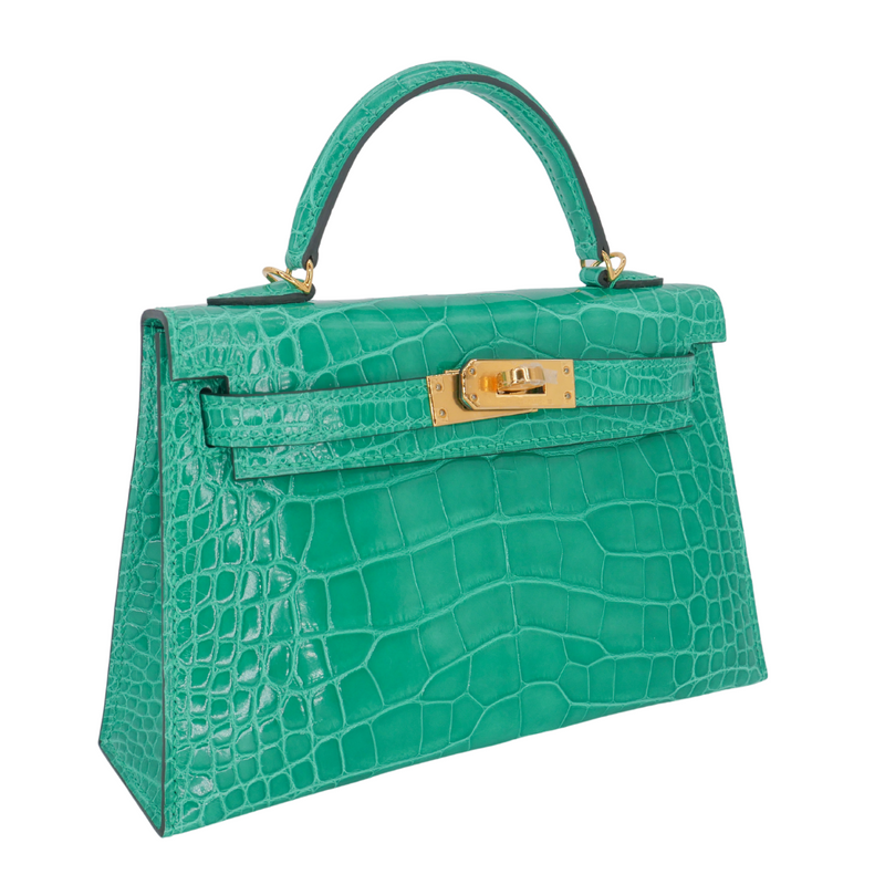 Hermès Kelly II Sellier Mini Vert Jade Shiny Alligator Gold Hardware