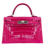 Hermès Kelly II Sellier Mini Rose Scheherazade Shiny Alligator Palladium Hardware