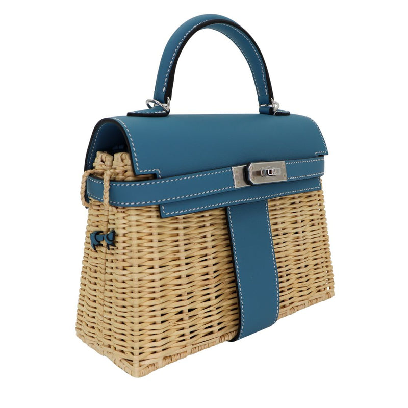 Hermès Kelly II Sellier Mini Picnic Bleu Jean Swift Leather Palladium Hardware