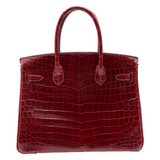 Hermès 30cm Birkin Bordeaux Shiny Niloticus Crocodile Gold Hardware