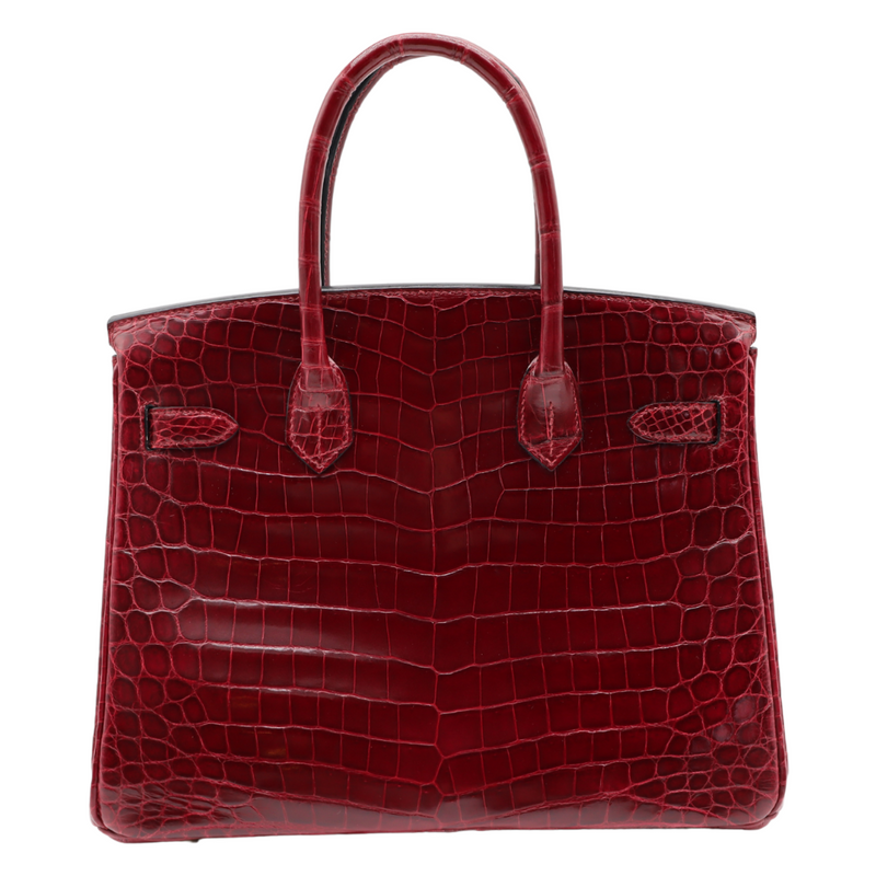 Hermès 30cm Birkin Bordeaux Shiny Niloticus Crocodile Gold Hardware