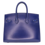 Hermès 25cm Birkin Sellier Bleu Saphir Box Calf Leather Palladium Hardware