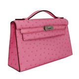 Hermès Kelly Pochette Bubblegum Ostrich Palladium Hardware