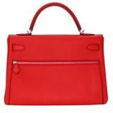 Hermès 32cm Kelly Lakis Retourne Vermillon Palladium Hardware