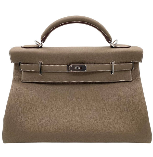 Hermès 42cm Kelly Maxi Etoupe Togo Leather Palladium Hardware