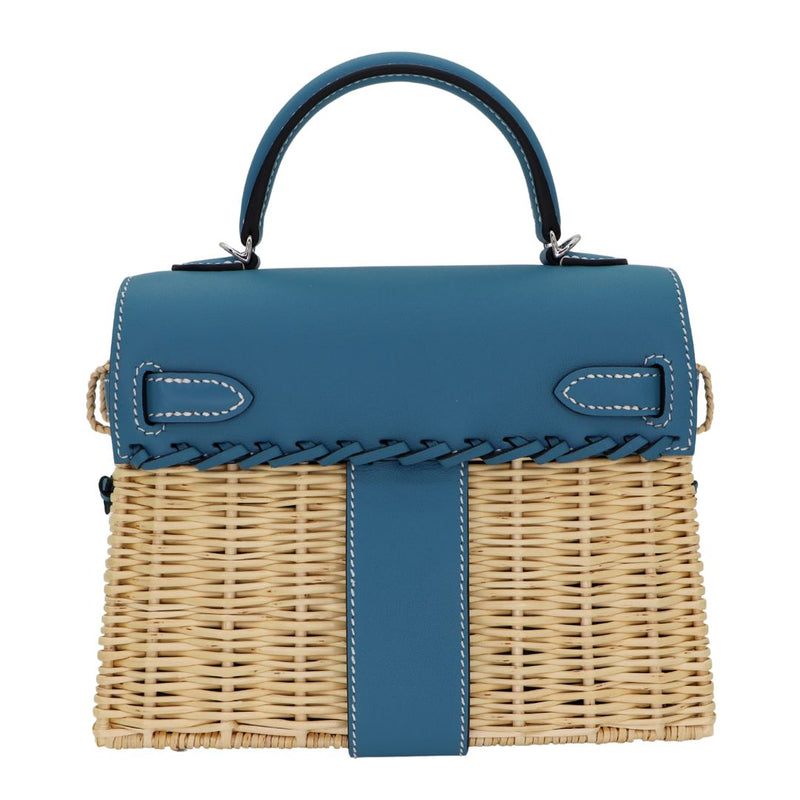 Hermès Kelly II Sellier Mini Picnic Bleu Jean Swift Leather Palladium Hardware