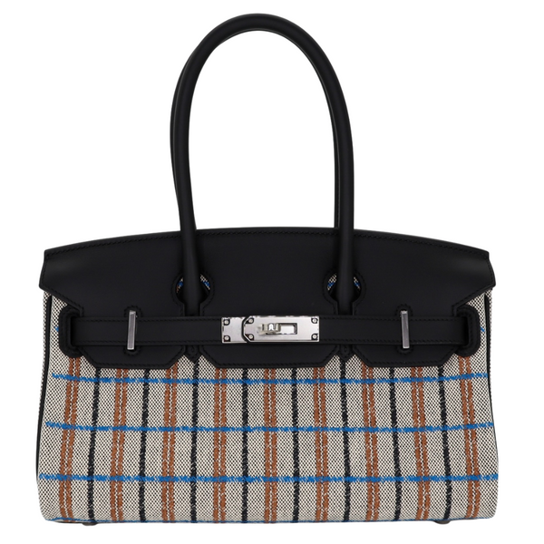 Hermès 29cm Birkin Shoulder Embroidered Canvas/Swift Ecru Leather Palladium Hardware