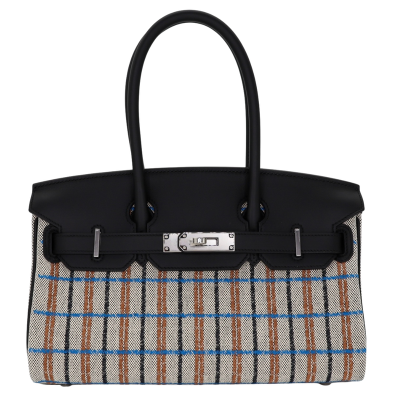 Hermès 29cm Birkin Shoulder Embroidered Canvas/Swift Ecru Leather Palladium Hardware