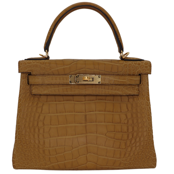 Hermès 28cm Kelly Retourne Kraft Matte Alligator Gold Hardware